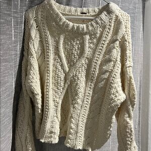 Free People Cozy Cream Cable Knit Sweater